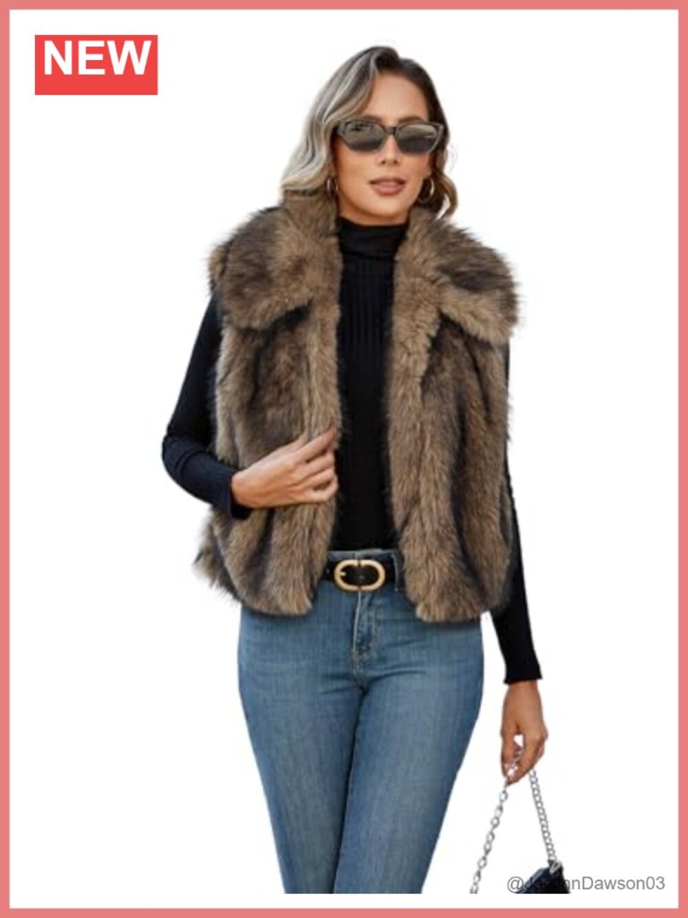 Womens Faux Fur Vest Lapel Collar Sleeveless Open Front Cardigan